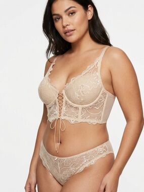 La Senza XS Lace Mesh Bralette – Nude Floral | Adjustable Straps | Intimates